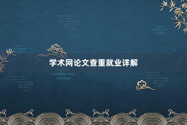 学术网论文查重就业详解
